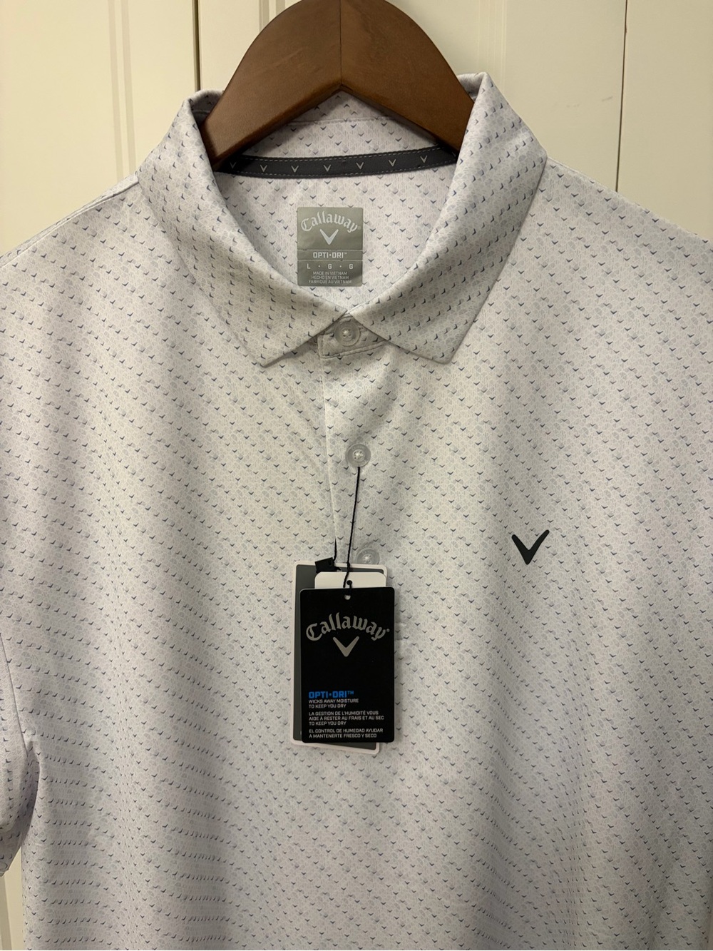 Callaway White Micro-Pattern Men’s Polo with Black Logo